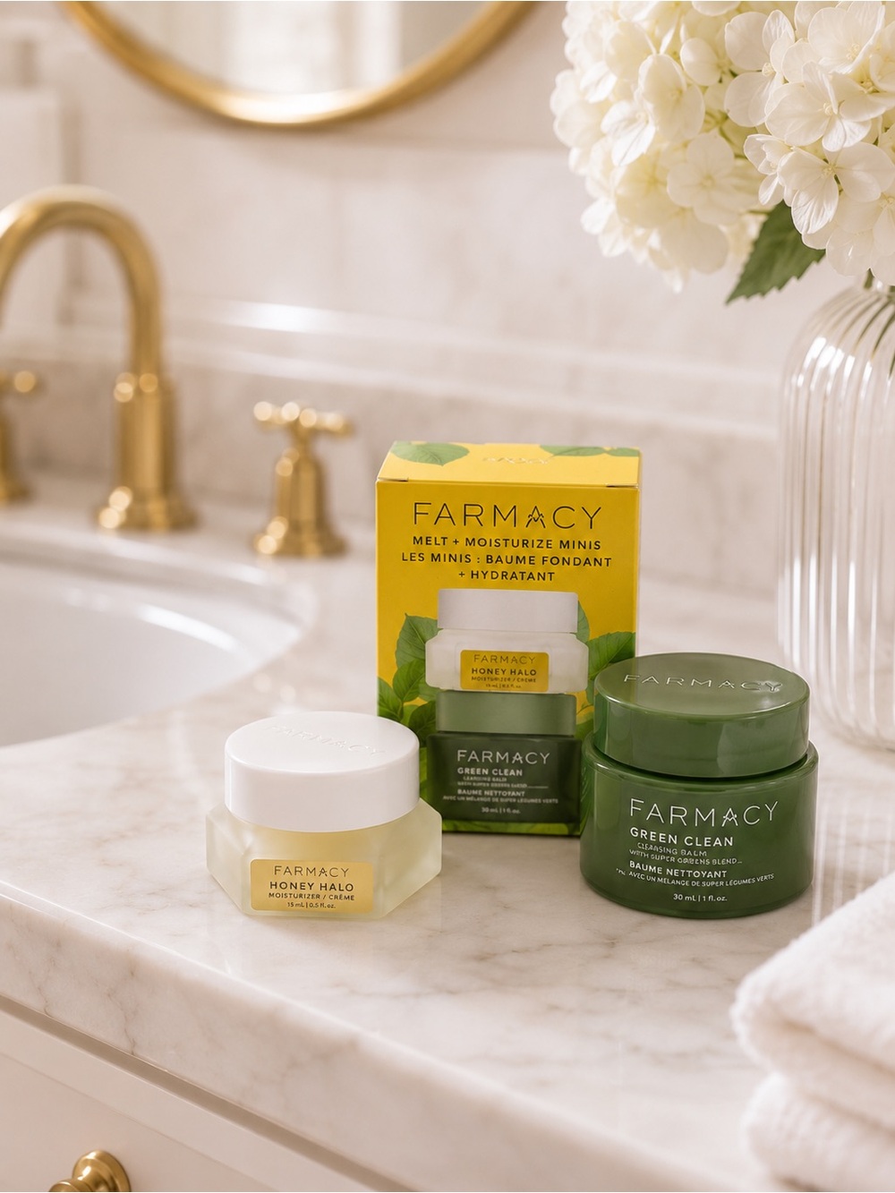 Farmacy Minis Set Green Clean Cleansing Balm & Honey Halo Moisturizer
